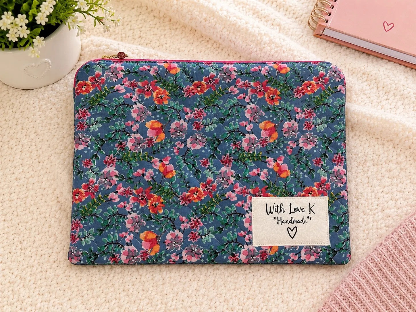 Blue Floral Book / iPad Sleeve photo 1