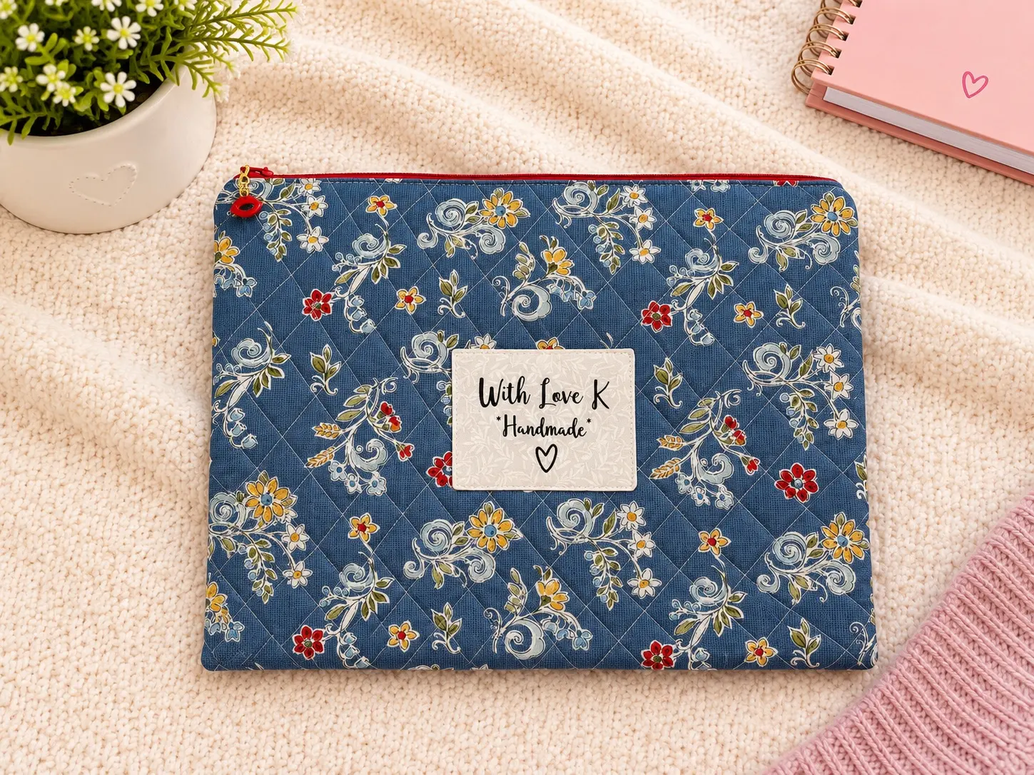 Vintage Blue Floral Book / iPad Sleeve photo 1