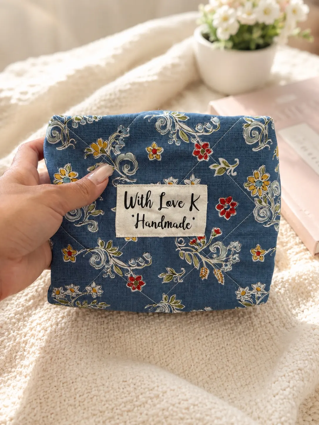 Blue Floral Makeup Bag — Small photo 2