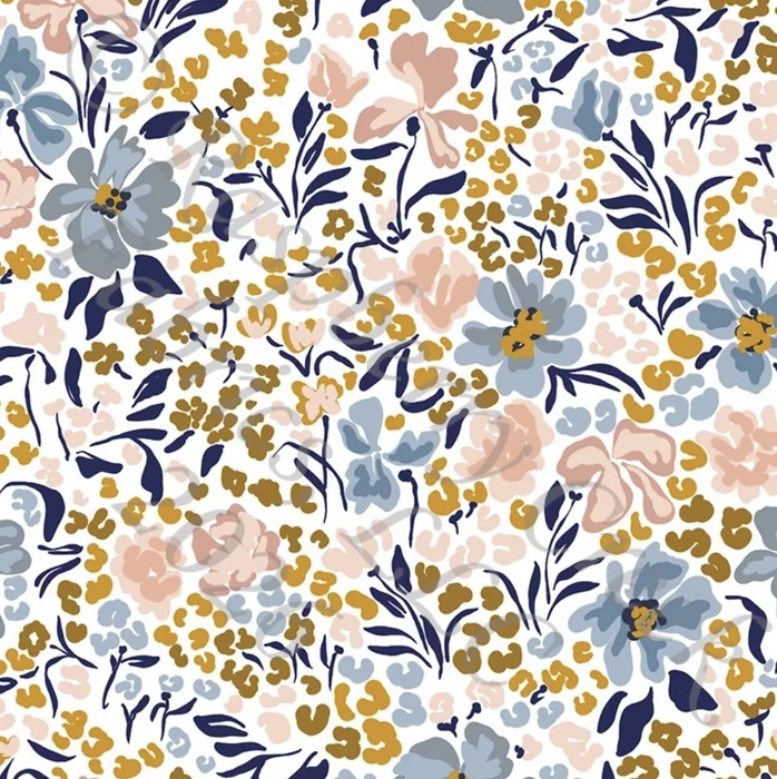 Blush & Blue Floral fabric swatch