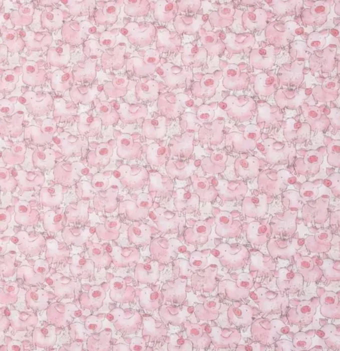 Pink Piggies fabric swatch