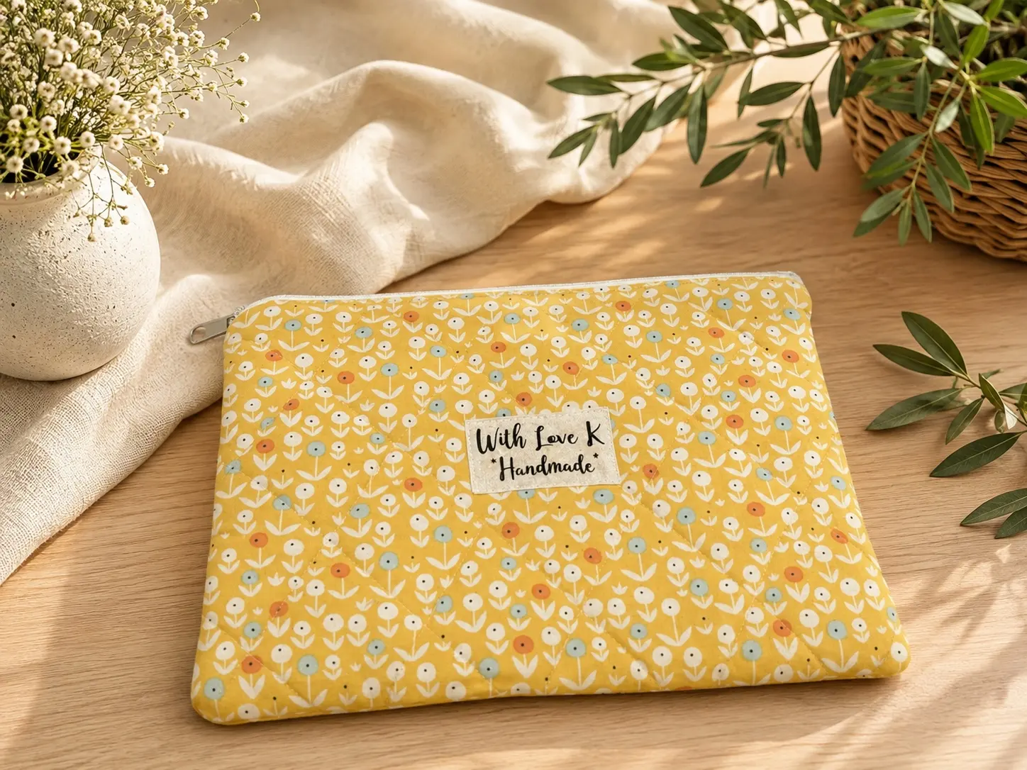 Yellow floral iPad sleeve