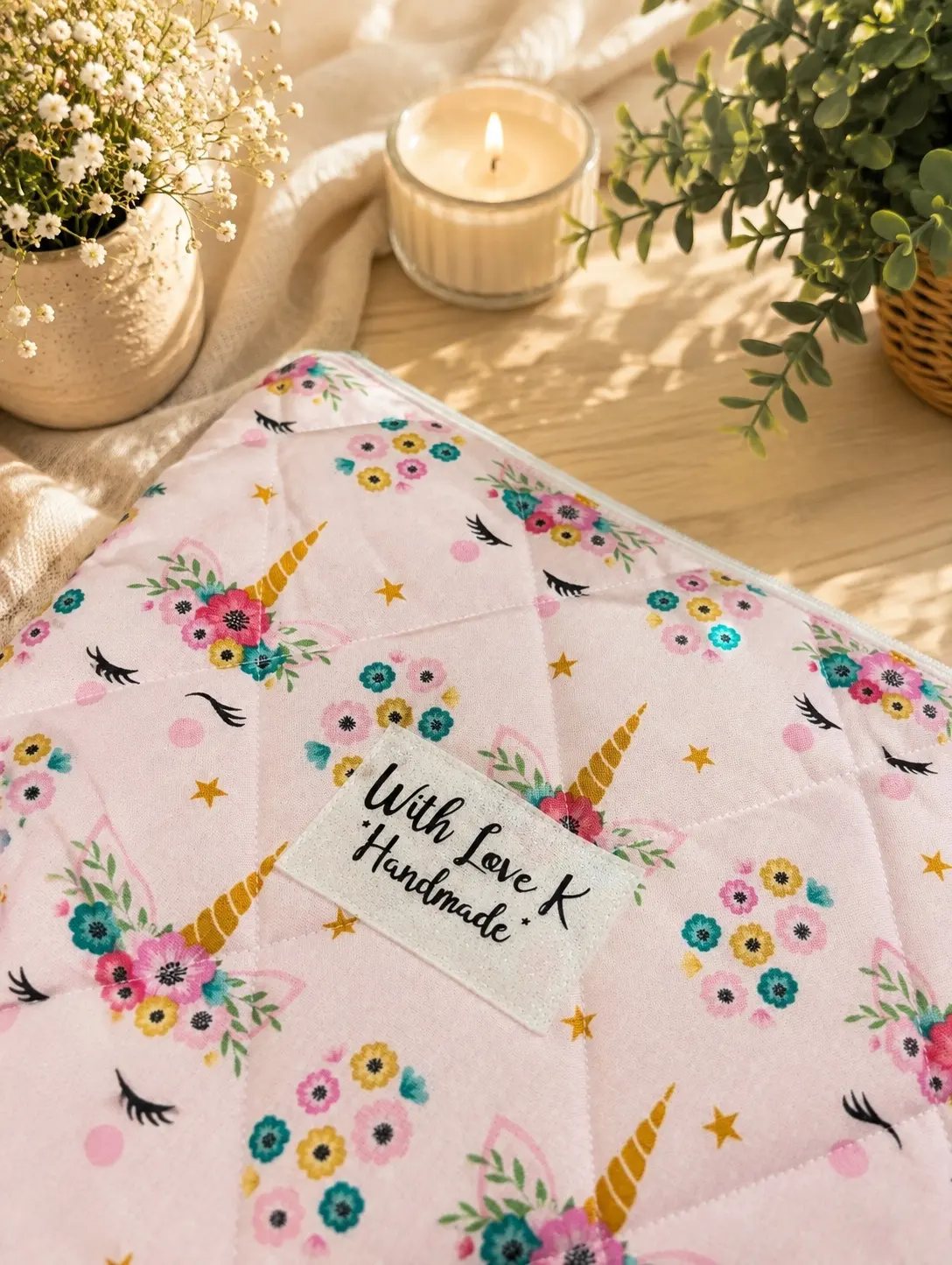 Pink unicorn iPad sleeve