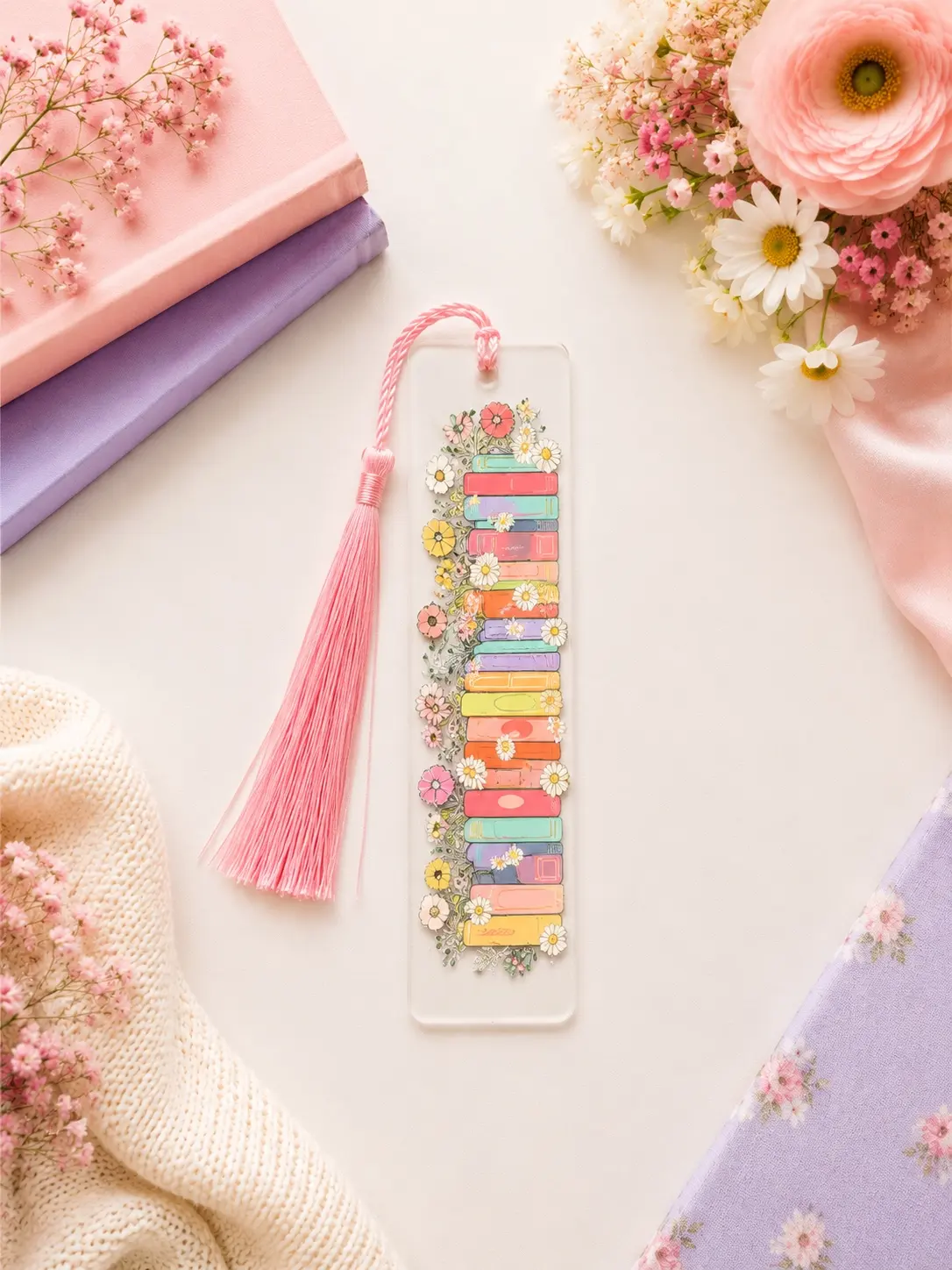 Floral Book Stack bookmark