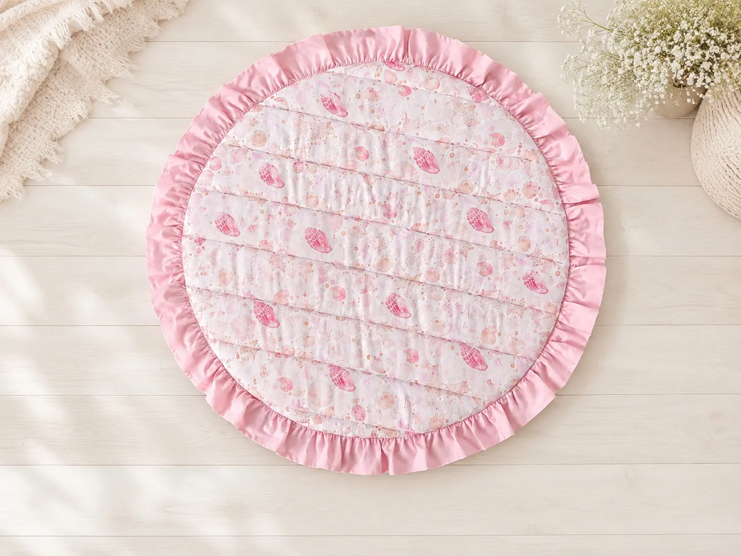 Pink Seashells Tummy Time Mat